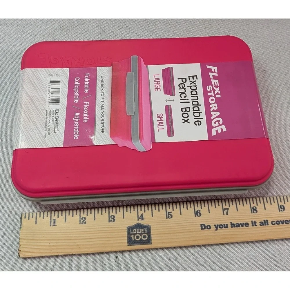 It's Academic Flexi Storage Expandable Pencil Box Pink New Collapsible 23121